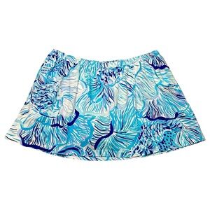 Lilly Pulitzer Girls' Fishful Thinking Opal Blue Cotton Skirt size XL 12 - 14
